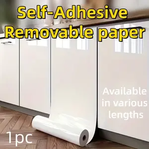 10meters 1pc Self-Adhesive Removable paper, White PVC Peel and Stick Wallpaper, Self-adhesive and Removable, Stick, Removable Contact Paper for Kitchen, Bedroom, Living Room Furniture