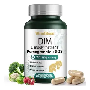 WindBoss Edible DIM SGS Dietary Supplement Capsules - 60 Units, 275 mg Per Serving, Lactose-Free Diindolylmethane Pomegranate for Hormone Balance, Estrogen Metabolism