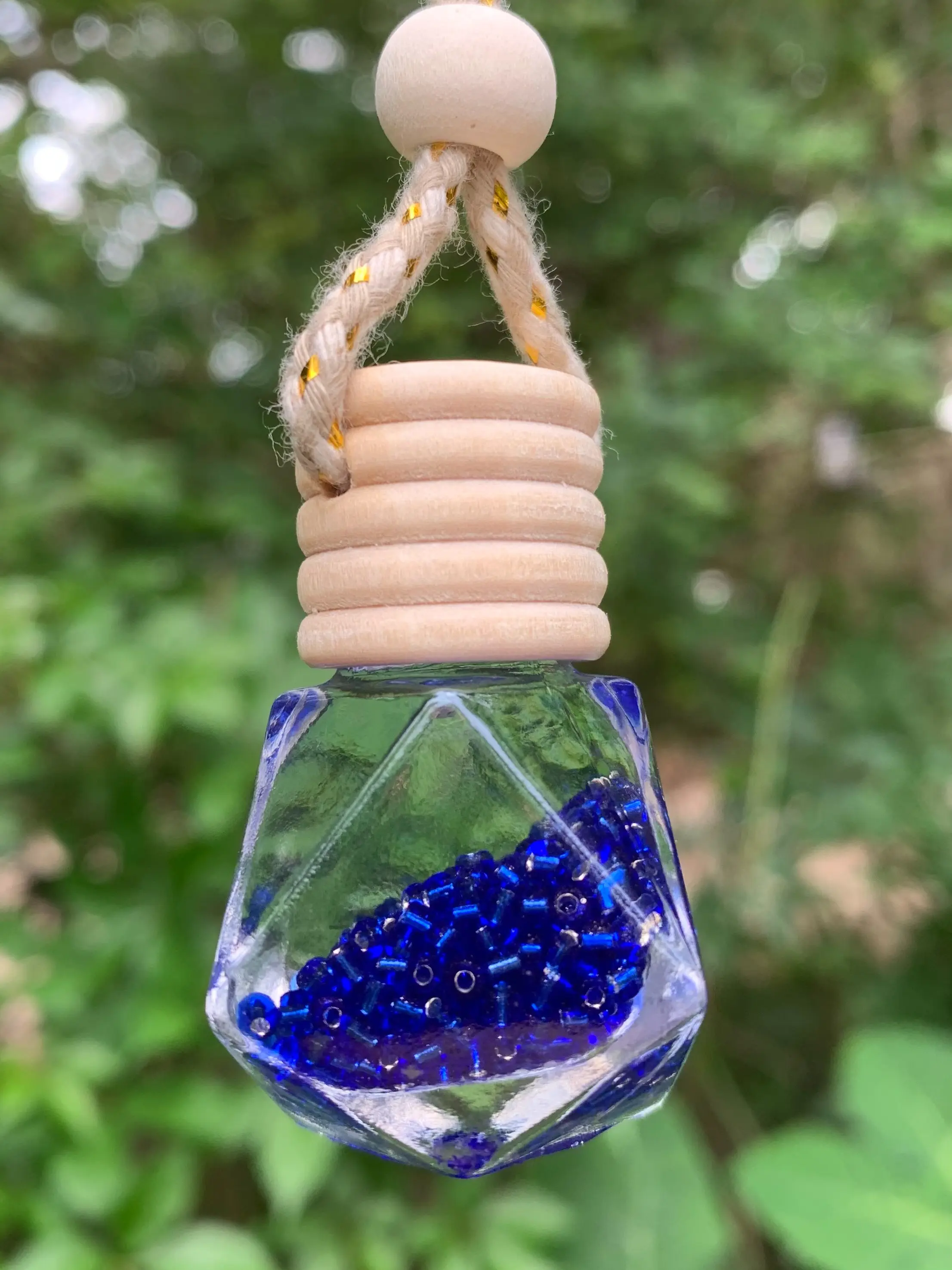 Dark Blue Glass Beads Circular/Diamond Jar