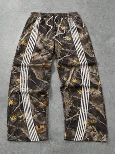 Unisex Casual Camo Print Striped Sports Pants, Streetwear Fashion for All Seasons, Trendy Hip Hop Dance Gym Outdoor School, Camouflage Sports Pants