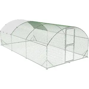 Upgrade Large Metal Chicken Coop, 9.8'Wx19.7'Lx6.6'h Walk-in Poultry Cage - Waterproof Anti-Ultraviolet Cover, Double Doors, Suitable for Yard & Outdoor Farm, Ideal for Chickens, Ducks