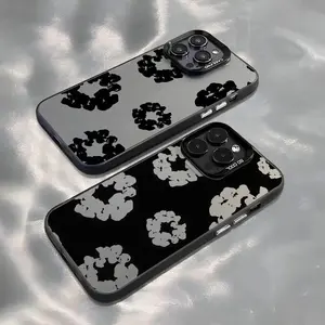 Black Flower Luxury D-Denims T-Tears Phone Case For iPhone17 16 15 14 13 12 11  Pro Max X XR 8 Plus & Sumsung Galaxy S26 Ultra / S25 Ultra / S24 Ultra Anti Fall Matte Back Cover