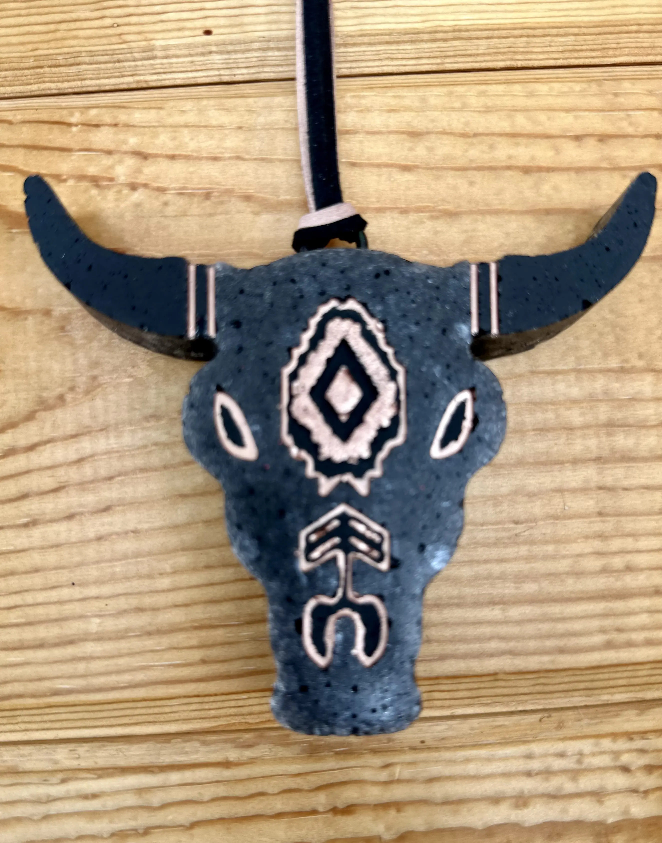 Hanging Freshie, Black-Rose Gold Painted Skull