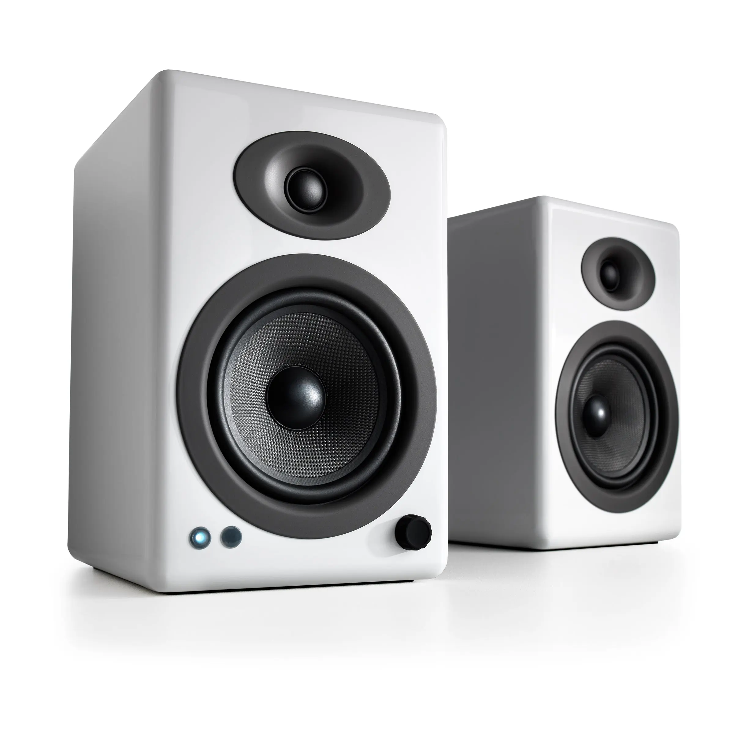 Audioengine A5+ Wireless Powered Wood Bass Desktop Speakers - Bluetooth-Enabled for Home Music Setup, White, Bass Speakers
