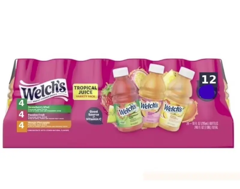Welch’s Tropical Fruit Drink Variety Pack, 10 fl oz Bottles, 12 Count – Kiwi Strawberry, Passion Fruit & Mango Pineapple Ready-to-Drink Juice Beverages with Vitamin C
