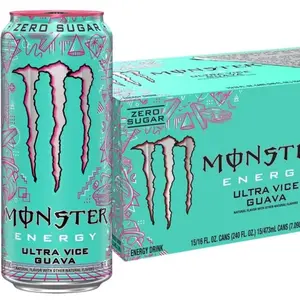 Monster Energy Ultra Vice Guava, Sugar Free Energy Drink, 16 Ounce (Pack of 15)
