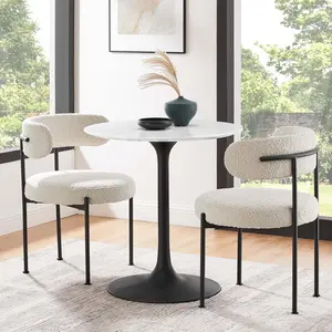 Modway Lippa 28" Round Dining Table in Black White