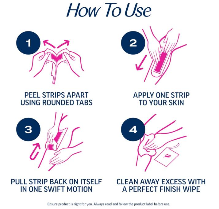 VEET Sugar Wax Strips For Women's Body Hair Removal, Bikini Hair Removal Kit, Pubic, Dermatologically Tested For Body & Intimate Areas, 40ct Wax Strips with Shea Butter & 4ct Wipes