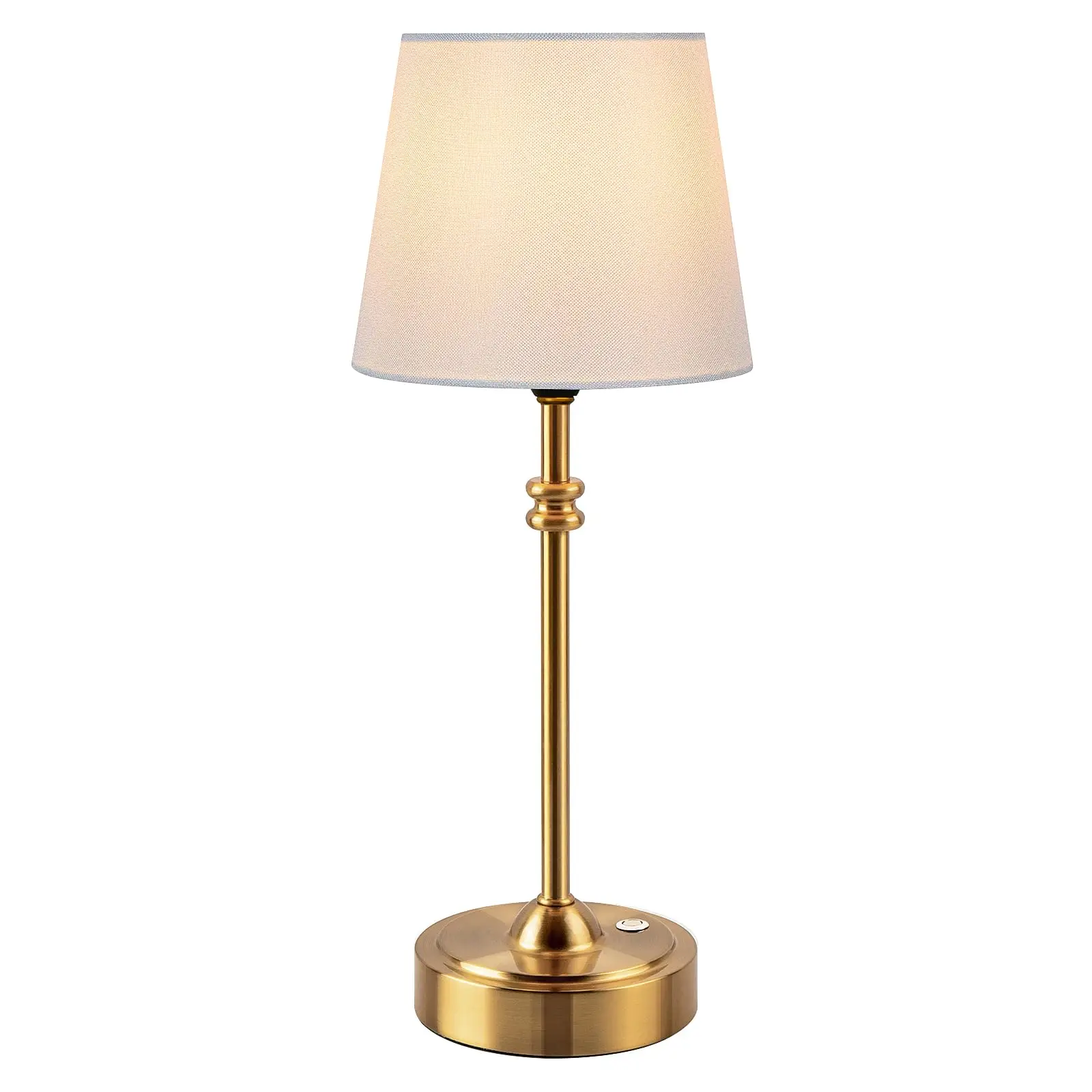 ONEWISH Cordless Table Lamp - 4000mAh Battery Operated and Stepless Dimming, Portable Bedside Lighting with Fabric Shade & Warm 2700K Glow for Cozy Ho
