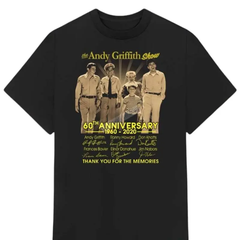 The Andy Griffith Show 60th Anniversary 1960-2020 Thank You For The Memories Signatures Shirt - Classic TV Show Fan Tee, Andy Griffith Tribute Apparel, 60 Years Anniversary Shirt