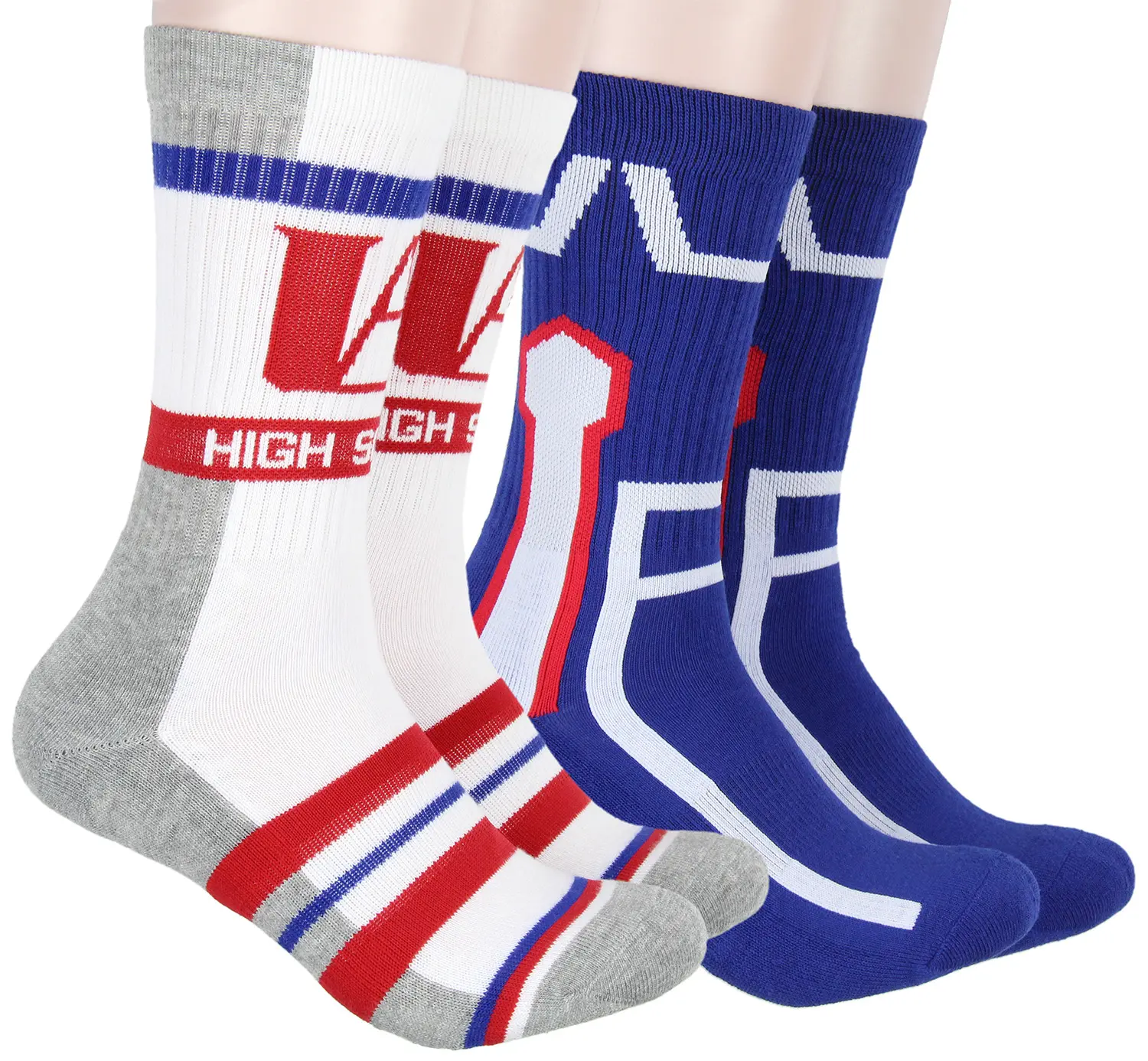 My Hero Academia Socks UA High Design 2 Pack Athletic Adult Crew Socks, Athletic Fit, Polyester Blend