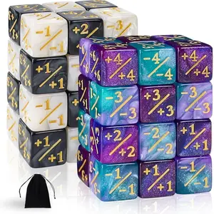 48 pieces MTG counter dice tokens, Dice Set Magic The Gathering glitter sparkle dice, Starry Marble Galaxy D6 cube for loyalty points, compatible with MTG, CCGs, card gaming accessory