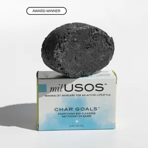 Mil Usos Char Goals Everything Bar Cleanser, Soothe Jiu Jitsu Acne, Calm Reactive Jiu Jitsu Skin, Soap-free Cleansing for Post-Training Flare-Ups, Suitable for Grapplers with Sensitive Skin, Activated Charcoal, Fragrance-free
