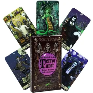 Horror Tarot Card Set with Guidebook, Fun Interactive Fortune-Telling Game for Halloween & Christmas, Spooky Theme Paper Cards