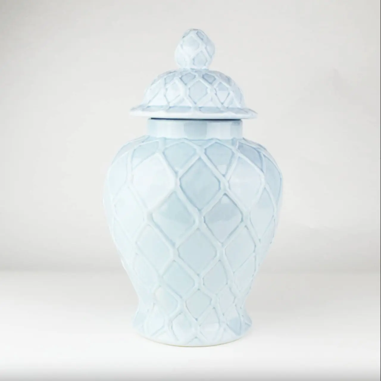 Large Light Blue Textured Ginger Jar