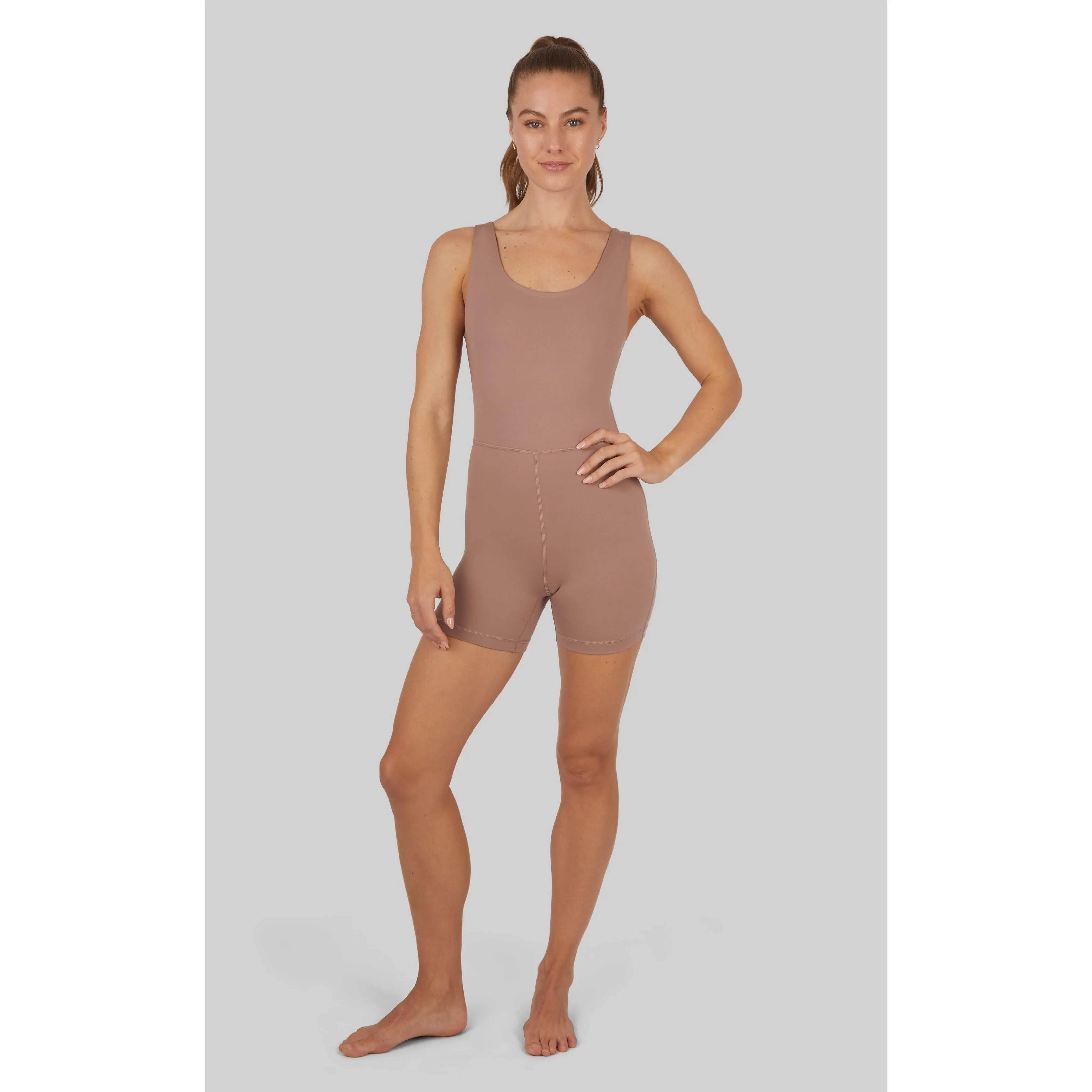Women's Solid Racerback Romper, Short Polyester Spandex Yoga Onesie for Pilates and Workout Activewear, Work Outs, Racer Back, Small, One-Piece Romper, Casual Women's Sports Jumpsuits