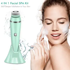 4-In-1 Electric Face Brush Set, Rotating Facial Cleansing & Massaging Tool with Stand, Waterproof Body Design, Ideal Gift for Women, Facial Beauty Machine