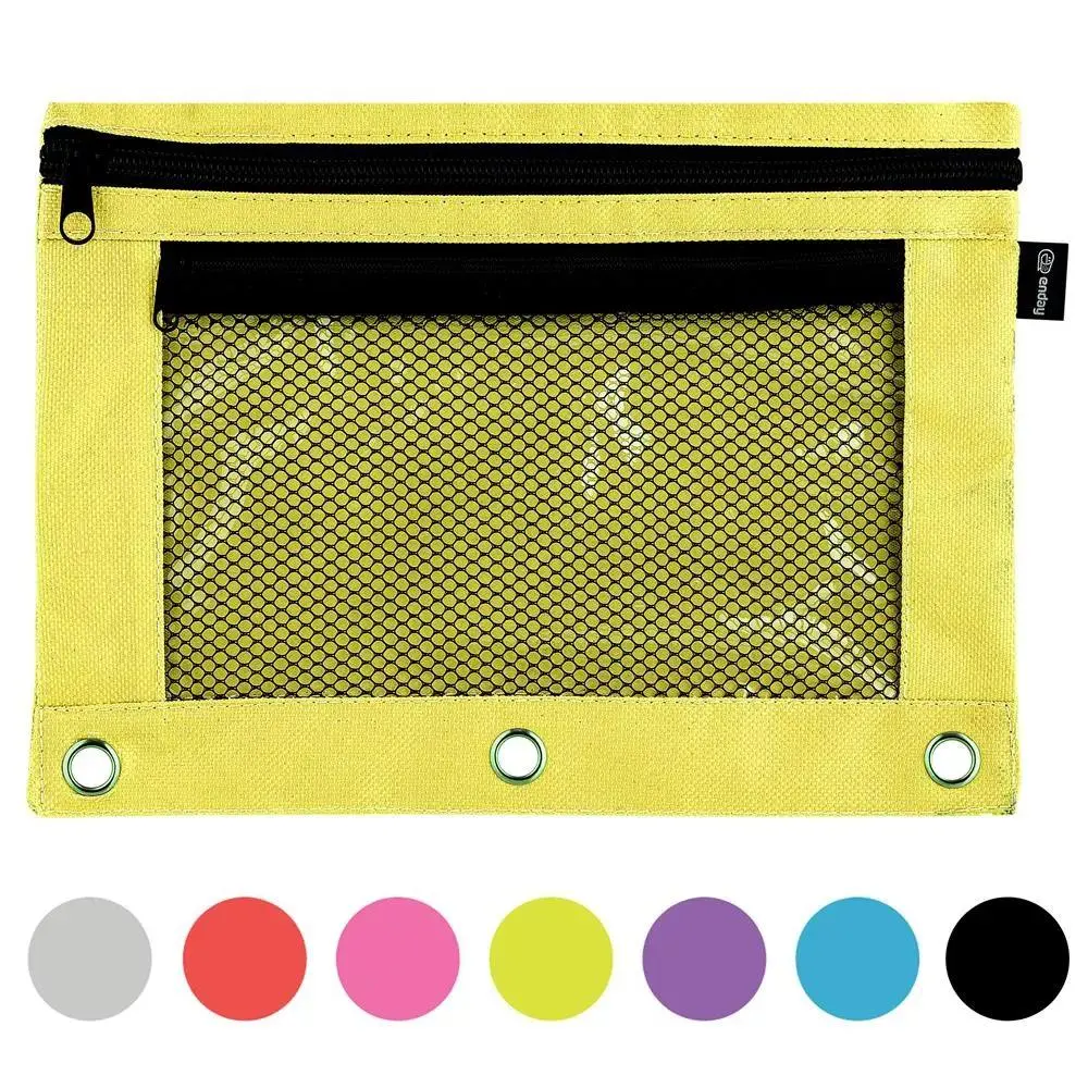 Enday Black Pencil Pouch For 3 Ring Binder, Zippered Binder Pencil Pouches, 3 Ring Pencil Pouch for Binder, Pencil Case for Binder, Large Pencil Bags for School, Home, and Office (2 Pack)