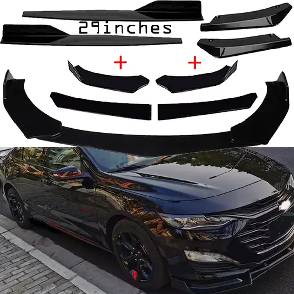For Chevrolet Malibu Gloss Front Bumper Spoiler Body Kit+Side Skirt+Rear Lip/