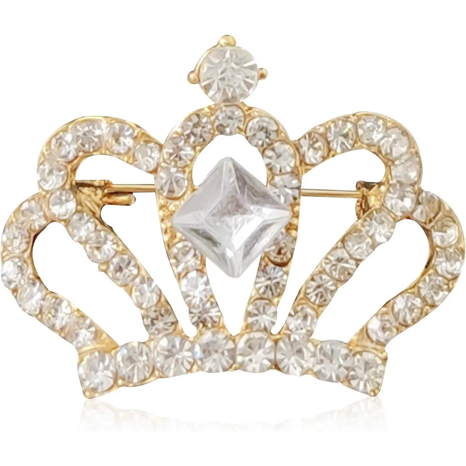 King Queen Royal Crown Brooch For Women Men Fashion Gold Silver Rhinestones Crystal Brooches Pin Wedding Party Banquet Birthday