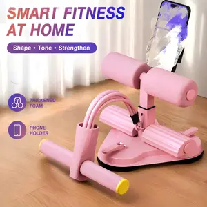 3-in-1 Portable Sit Up Assistant for Floor - Professional Abdominal Exercise Bar with Strong Suction Cup, Resistance Band & Phone Holder, Adjustable Home Gym Equipment for Full Body Core Workout