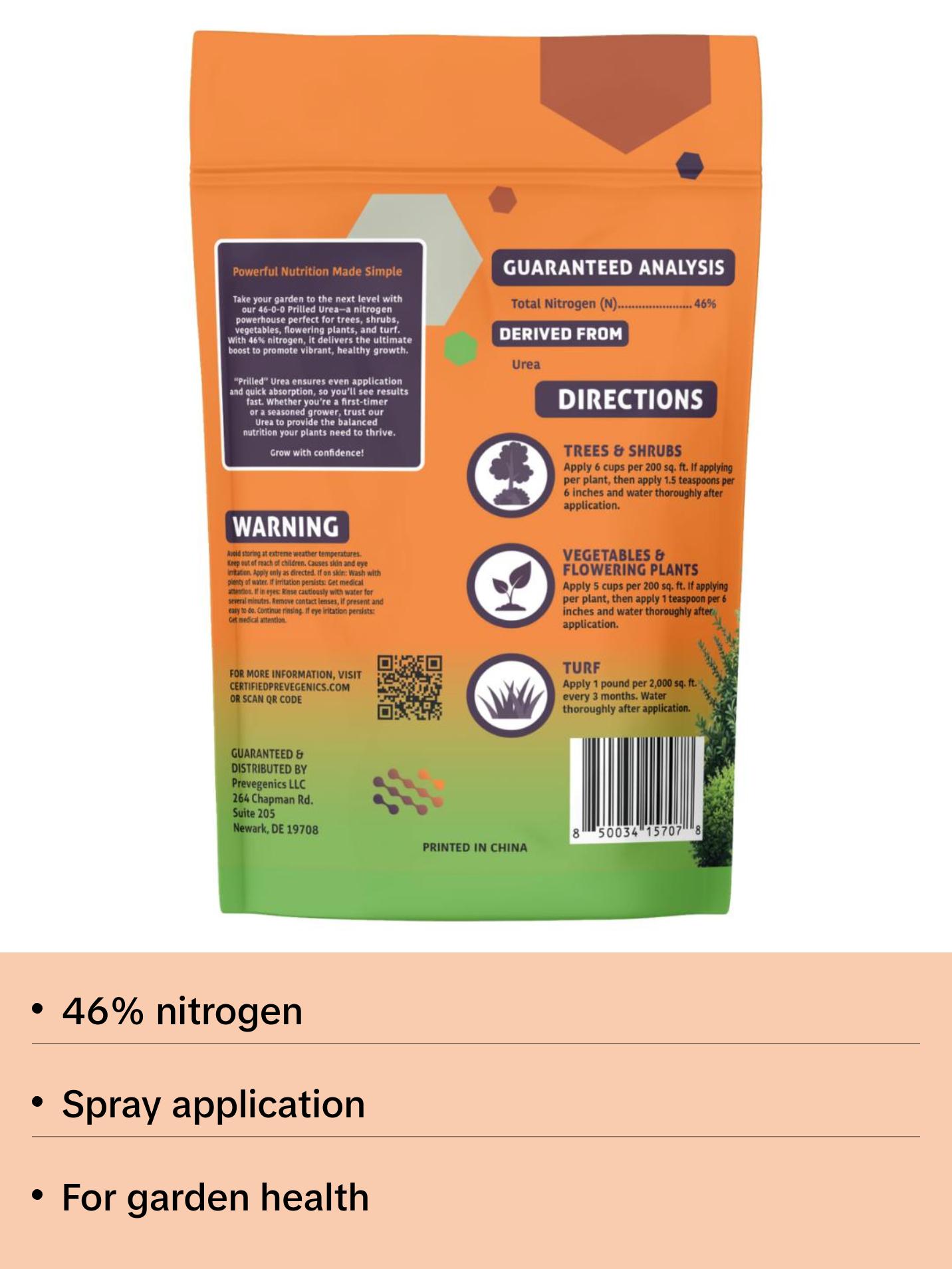 Urea 46-0-0 | Urea Fertilizer | Spray Grade Fertilizer | Use on Trees, Shrubs, Vegetables, Flowering Plants, and Turf