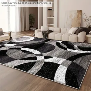 1 piece Abstract Rectangular Ring Home Decor Rug: HD Printed, Double-Locked Edge, Machine-Washable, Non-Slip. Ideal for Home Rooms & Christmas Gifts