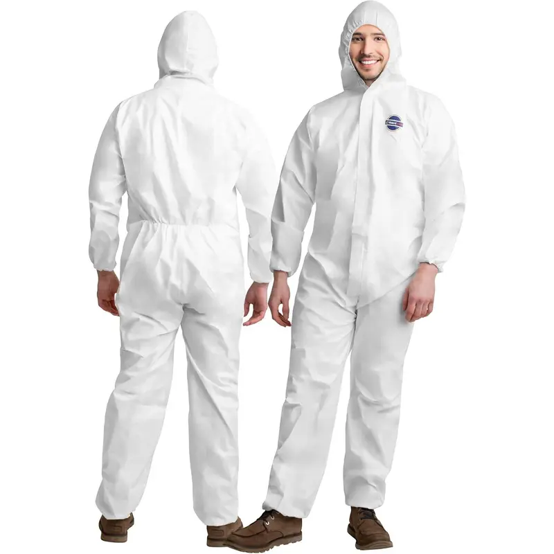 Hazmat Suits Disposable | 9 Size Options | With Hood, Heavy Duty, Breathable Disposable Coverall, Painter Suit