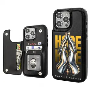 Hope American style Pattern Phone Cases Compatible For With iphone 17 16 15 14 13 12 PRO PLUS MAX Air SAMSUNG GALAXY S22 S23 S24 Durable Flip High quality Leather Credit Card Bag Holder Gift Wallet Shockproof Anti-Drop Full Protection Shell Cover