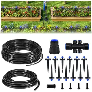220FT Drip Irrigation System, Tool-Free Quick-Connect Garden Watering System with 6-Way Connector & Adjustable Drippers, Automatic Irrigation Equipment for Raised Beds, Greenhouse, Patio