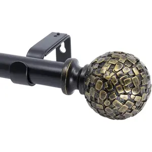 Meriville 1" Diameter Telescoping Single Window Treatment Curtain Rod, Fuso Finial