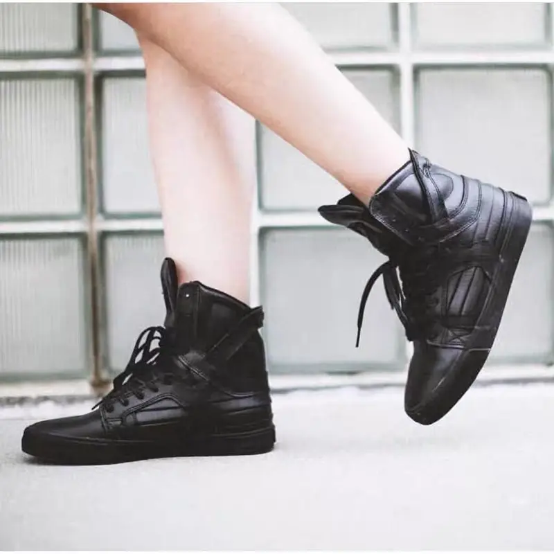 Supra Skytop 2 II Triple Black Textured Leather Mens High Top