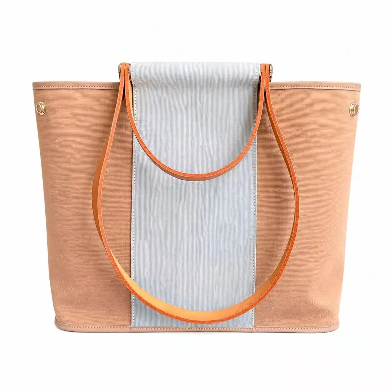 Pre-owned HERMÈS HERMES Cabas pp2y1304035 Tote Bag 32 Etoupe Grey & Blue Canvas Q Stamp