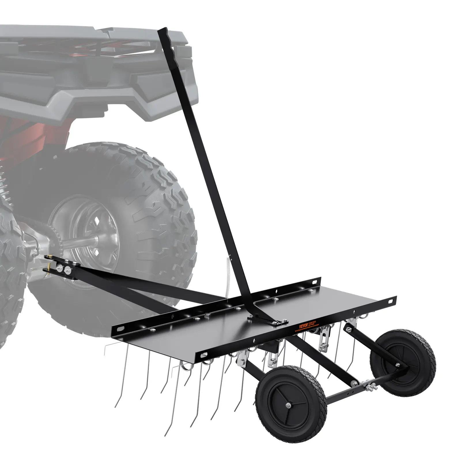 【summerfinds】VEVOR Tow Behind Dethatcher, 40-inch Tow Dethatcher with 20 Spring Steel Tines, Lawn Dethatcher Rake for ATV or Mower, Tow Behind Lawn Rake with Lift Handle for Garden Farm Grass