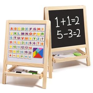 wooden doodle board, 1 set foldable double-sided whiteboard & blackboard & accessories,  birthday gift