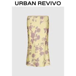 URBAN REVIVO Women's Floral Embroidery Fishtail Cut Skirt (UWG550054) - 2025 Chic Casual Print Women's Clothes Bottoms, Elegant Versatile OOTD Wear