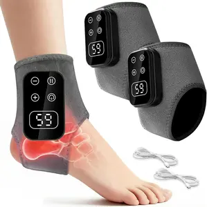 Triple Therapy Foot Massager 2PCS with Heat and Vibration Rechargeable Ankle and Heel Feet Massager Heated Feet Pad with 5 Massage Modes & 5 Heat Levels Portable for Home Travel Use