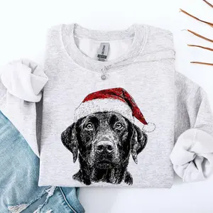 Black Lab, Santa, Labrador Dog, Christmas, Dog Lover, Pet Sweatshirt, Crewneck, Sweater, Cute, Xmas, Adorable