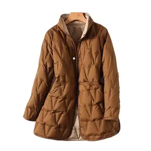 Winter Lightweight Down Jacket for Women 2025 Mid-Length Plus Size 100kg Reversible Thin Style