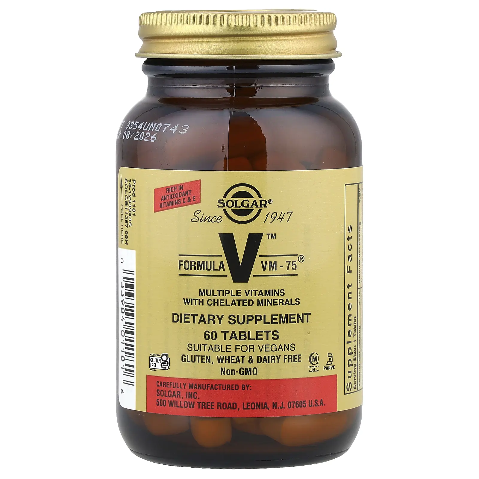Solgar Formula V™ VM-75®, 60 Tablets