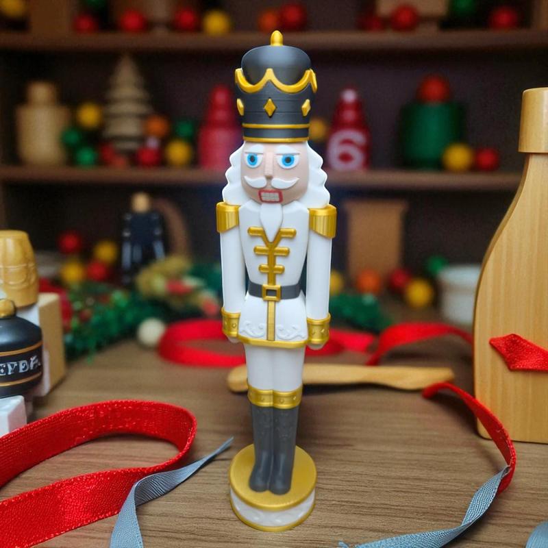 The Kit Kiln Ornate White & Gold Chunkable Nutcracker Classic Holiday Shimmering Plastic Figure 12 Inches Tall for Christmas Gift Giving