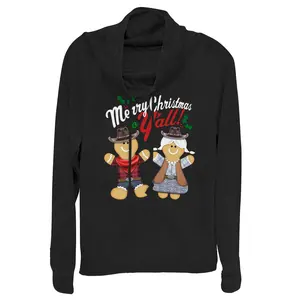 Juniors Womens Lost Gods Christmas Y'All Gingerbread Cowl Neck Sweatshirt