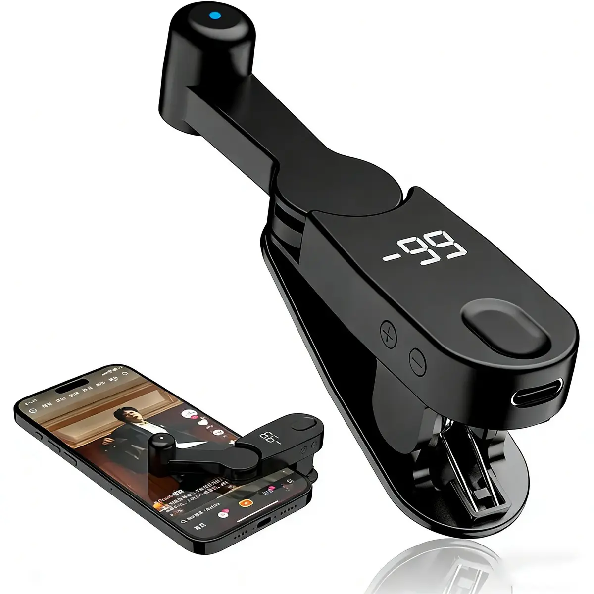 Rechargeable Auto Clicker with Digital Display, Clamp Design, USB, Perfect for Live Streaming and Gaming Automation, Essential Player Tool, Mobile Phone Accessories
