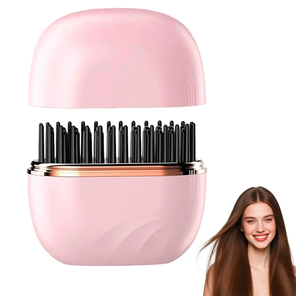 Mini Cordless Hair Straightener - 2-in-1 Portable Heated Comb & Iron, 3-Speed Adjustable Temp Control, Anti-Scald Protection Shell, USB-C Rechargeable, Unisex Straightening Tool for Thick/Coarse Hair (392°F/200°C), Travel-Friendly, Lightweight, Silky Stra