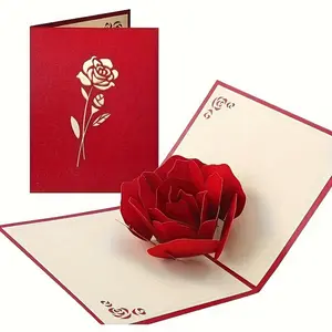 1 3D Pop-Up Red Rose Birthday Card with Envelope—Perfect for Mother's Day, Special Occasions, and Anniversary Cards (for Wife/Husband); Mother's Day Cards (for Mom); “I Miss You” Cards; Valentine's Day Cards; Teacher's Day Cards