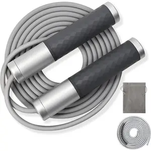 Weighted Jump Rope for Men, Women (1.5LB) - Alloy Steel Handles, Speed Skipping Rope, Gym,Indoor/Outdoor - Fitness, Workout, Boxing - Solid PVC & Cotton Rope