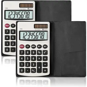 Calculator,  Standard Function Basic Calculators, Solar  Dual Power Office Calculator with Cover, Metal Panel, 2 Pack