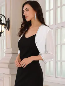 INSPIRE CHIC Women's Evening Shurg Sequin Beaded Open Front Cocktail Formal Bolero