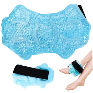 Flexible Reusable Hot & Cold Gel Ankle Ice Pack, 9.8x5.9 Inch Adjustable Brace for Sprains, Swelling & Injuries Relief