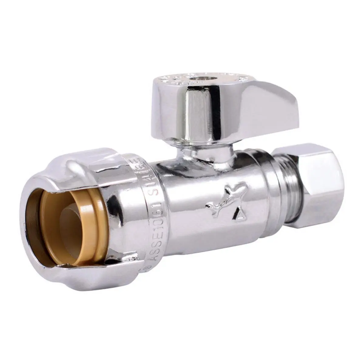 212 MAIN 1/2 in. x 3/8 in. Compression Straight Stop Valve, Heavy-Duty Chrome-Plated Brass, Push-to-Connect for PEX & Copper Pipe, 4 Pack, Hardware, Parts, Metal